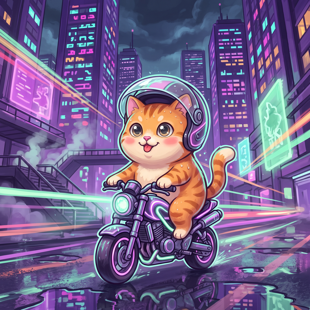qevin on a neon motorcycle